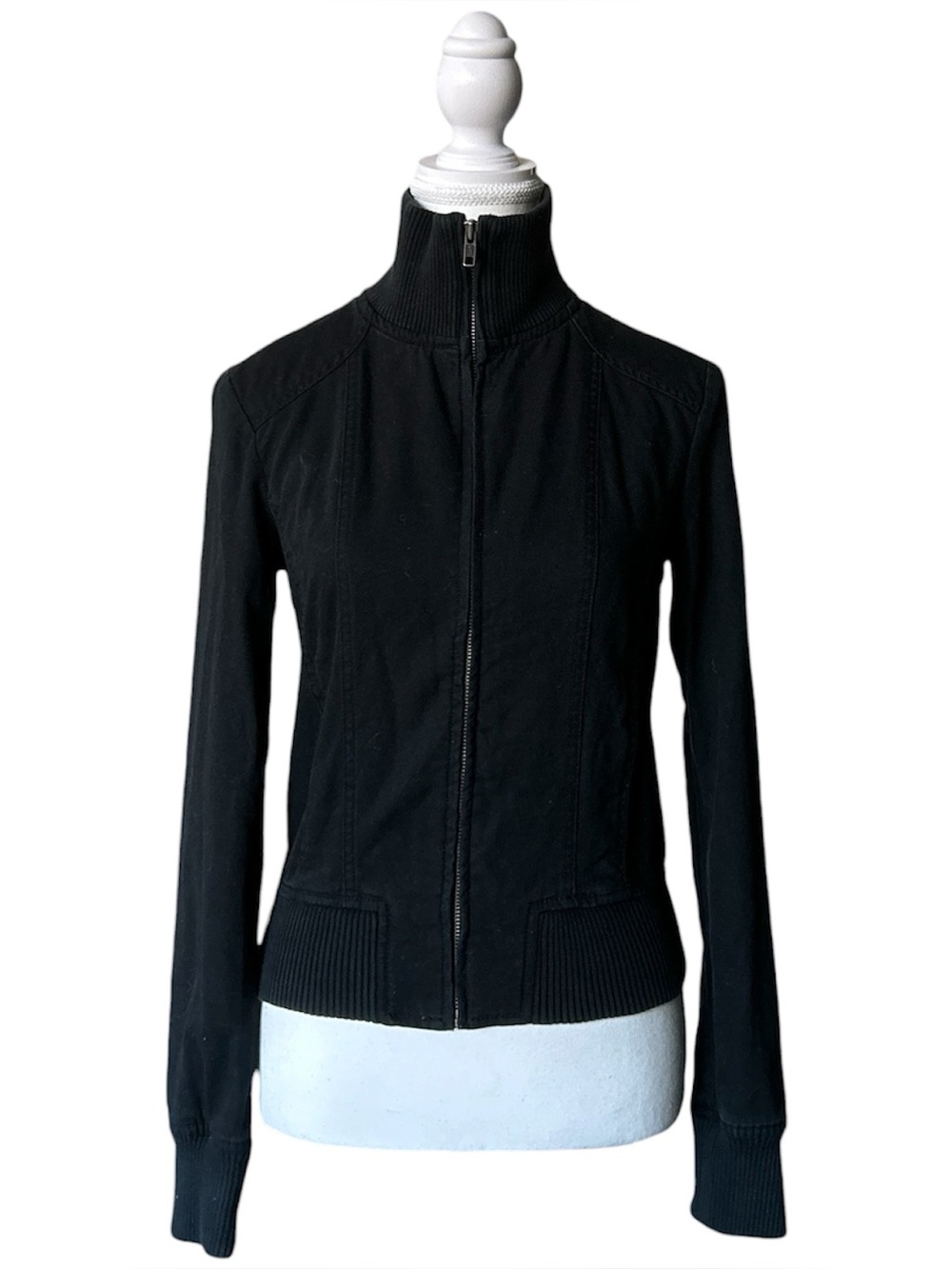 Y2K Grunge “Talula” Basic Black Cargo Bomber Style Zip-up Jacket